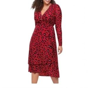 CABI Siren Wrap Dress Red & Black Size M #5771 EUC